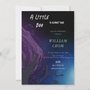 Invitation Halloween Little Boo Deep Dark Night Baby shower