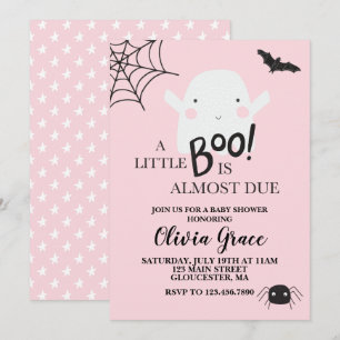 Invitation Halloween Little Boo Fantôme Baby Shower Rose