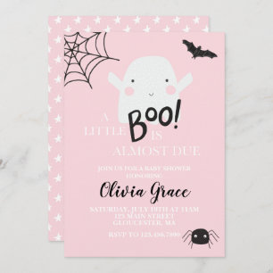 Invitation Halloween Little Boo Ghost Baby shower Pink Invita
