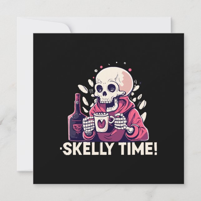 Invitation halloween mais c'est l'heure de skelly (Devant)