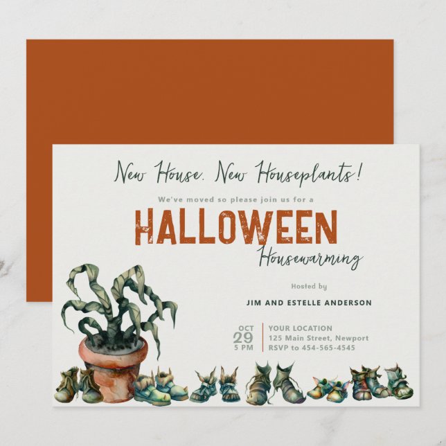 Invitation Halloween Maison chauffer Nouvelle maison Chaussur (Devant / Derrière)