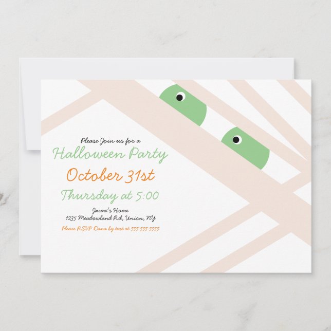 Invitation Halloween Maman Costume Party Blanc (Devant)