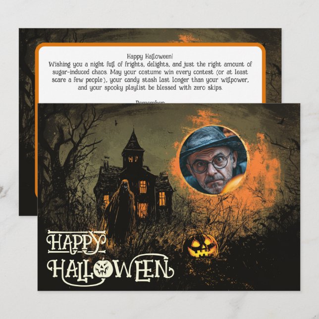 Invitation Halloween Manor de mal (Devant / Derrière)