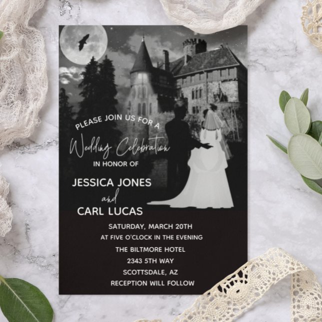 Invitation Halloween Mansion Couple Mariage Octobre (Créateur téléchargé)