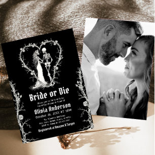 Invitation Halloween mariée ou mourir Fête des mariées squele