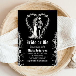 Invitation Halloween mariée ou mourir Fête des mariées squele