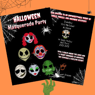 Invitation Halloween masqué partie déguisement masqué mascara