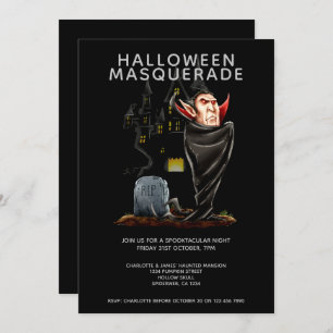 Invitation Halloween Masquerade Count Dracula et Grave