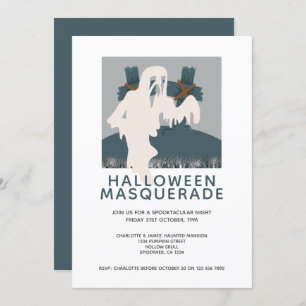 Invitation Halloween Masquerade Ghost et Grave Personnalisé
