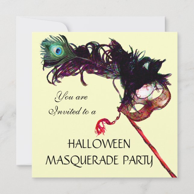 Invitation HALLOWEEN MASQUERADE PARTY, Black Gold (Devant)