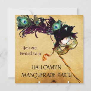 Invitation HALLOWEEN MASQUERADE PARTY noir bleu blanc