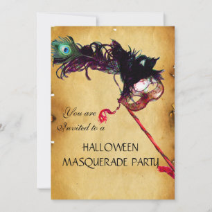 Invitation HALLOWEEN MASQUERADE PARTY, parchemin