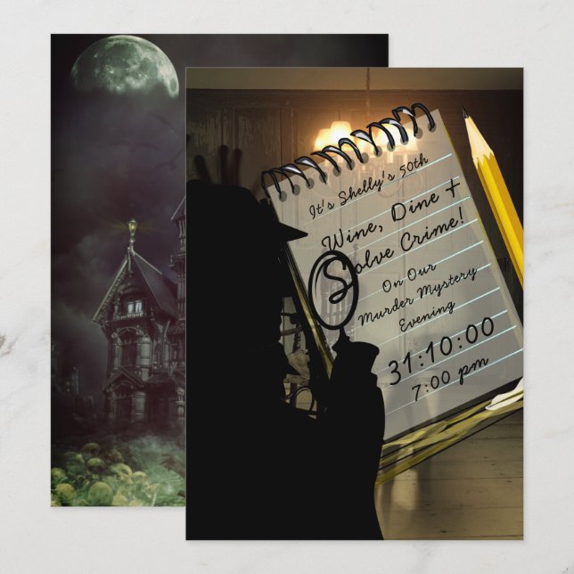 Invitation Halloween Meurtre Maison Mystère Éffrayant Moderne (Devant / Derrière)