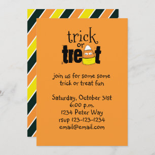 Invitation Halloween mignonne bonbon Corn Trick ou traiter dr
