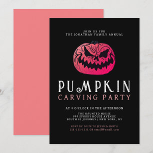 Invitation Halloween minimaliste Citrouille Éffrayant Carving