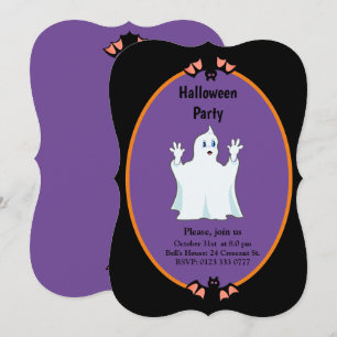Invitation Halloween moderne fantôme et chauves-so