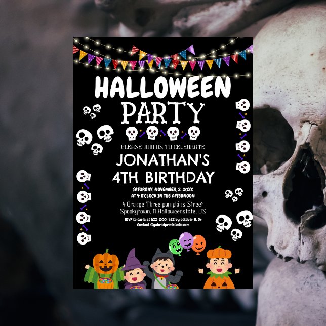Invitation Halloween moderne mignonne Ghouls Éffrayant fête d (Créateur téléchargé)