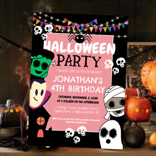 Invitation Halloween moderne mignonne Ghouls Éffrayant fête d