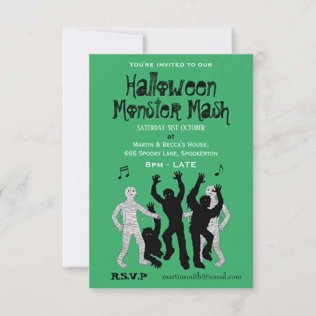 Invitation Halloween Monster Mash Dance Party (Devant)