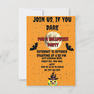Invitation Halloween Moon & chauve-souris et citrouille Party