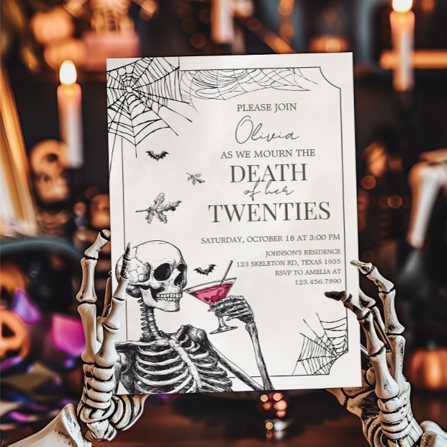 Invitation Halloween mort gothique à mes vingt ans Anniversai (Death of my Twenties Birthday Party Invitation )