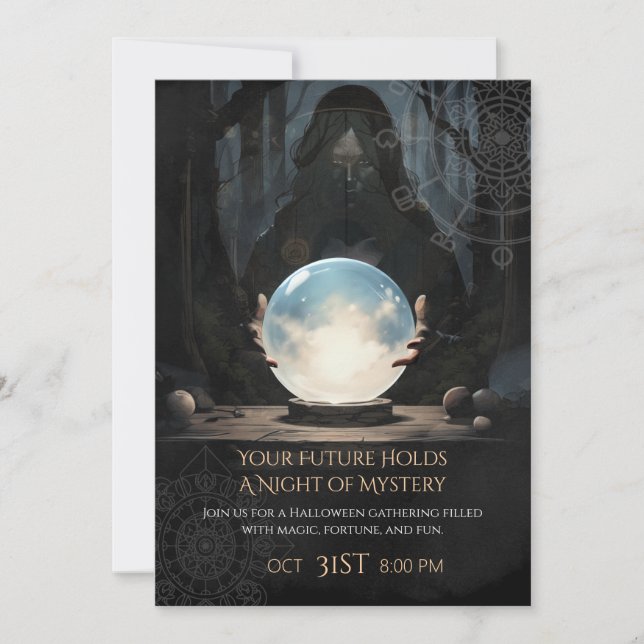 Invitation Halloween mystique balle cristal Fortune Teller (Devant)