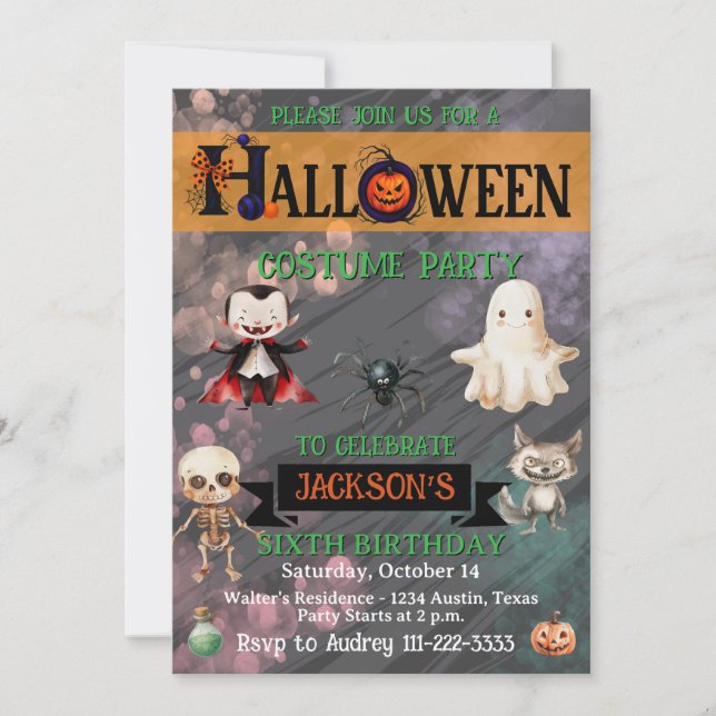 Invitation Halloween n'importe quel âge fête d'anniversaire (Devant)