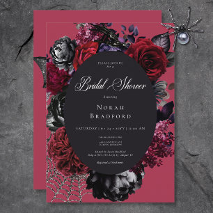 Invitation Halloween noir glam Floral Fête des mariées rouge