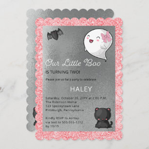 Invitation Halloween Notre Petit Boo Fille Fantôme 2e anniver