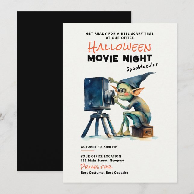 Invitation Halloween Office Party Business Movie Gremlin (Devant / Derrière)