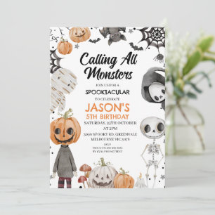 Invitation Halloween Orange Appeler tous les monstres Anniver