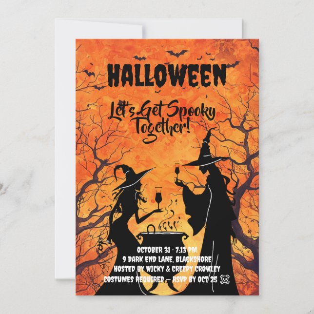 Invitation Halloween Orange pour une soirée effray (Devant)