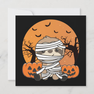 Invitation Halloween Paresseux Momie Citrouille Pa