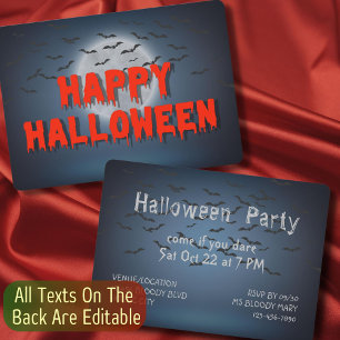Invitation Halloween Parti gothique déplaisante typographie d