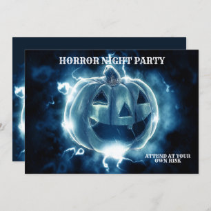 Invitation Halloween Parti mal bleu Citrouille Horreur