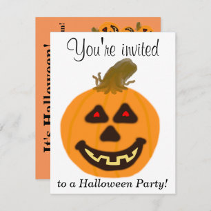 Invitation Halloween Parti Orange Citrouilles PERSONNALISER