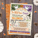 Invitation Halloween Parti Rétro Automne Humour Faboolous Fli<br><div class="desc">Jouez une fête d'Halloween rétro cool avec ces invitations très vintages! Elles ont une palette de couleurs orange / noir / gris / vert / violet. Le texte dit, "Vous êtes invité à un FaBOOlous Fling !" La dame et le gentleman des années 1950 sont habillés en sorcière et diable...</div>