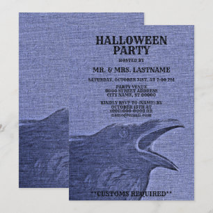Invitation Halloween Partie Peur Craw Bleu pourpre Éffrayant