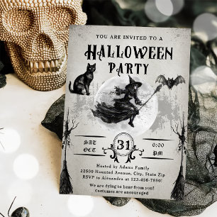 Invitation Halloween Party Adult Vintage Gothique Crâne