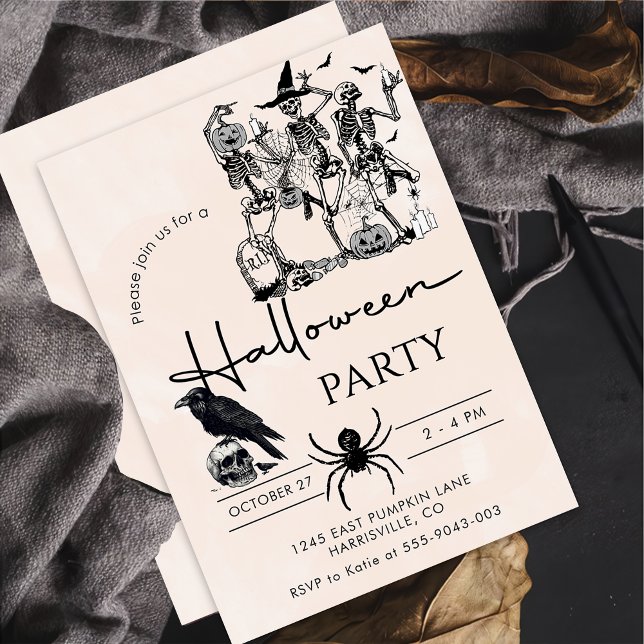 Invitation Halloween Party Adult Vintage Gothique Crâne (Créateur téléchargé)