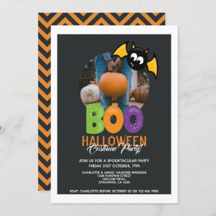 Invitation Halloween Party Boo Et Bat Personnalisé