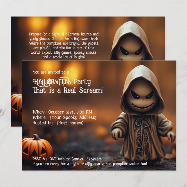 Invitation Halloween Party C’est un vrai cri ! (Devant / Derrière)