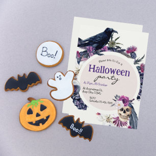 Invitation Halloween Party Crow et l'humeur crâne