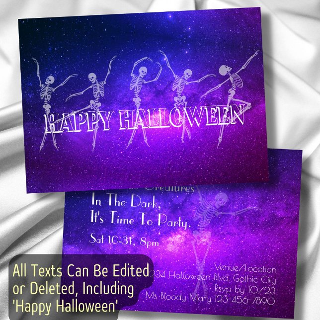 Invitation Halloween Party danse squelette neon fête de danse (Créateur téléchargé)