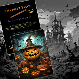 Invitation Halloween Party Dark Citrouilles Déplaisants chauv