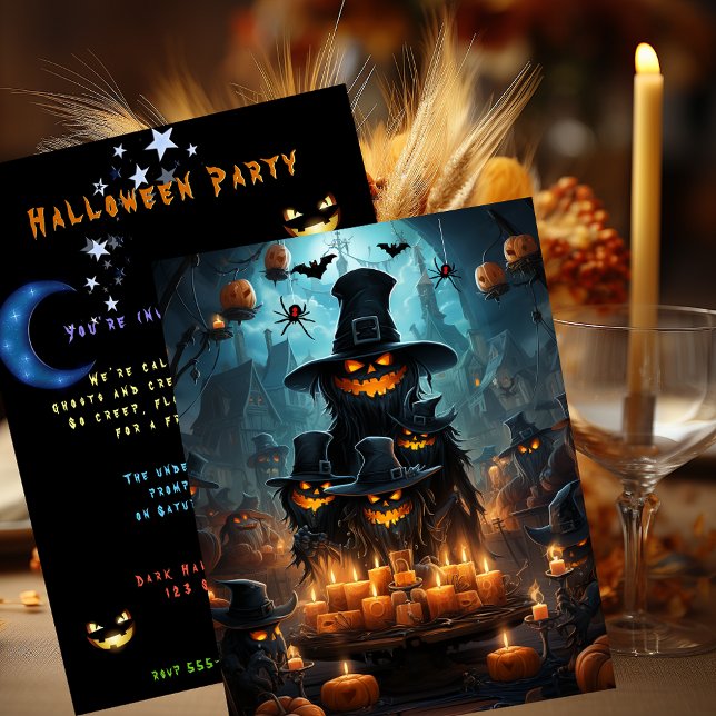 Invitation Halloween Party Dark Citrouilles Déplaisants chauv (Créateur téléchargé)