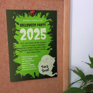 Invitation Halloween Party Dark Green Rats Crawlies Déplaisan