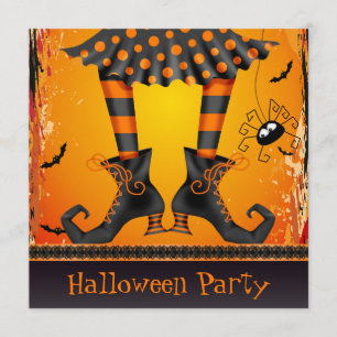 Invitation Halloween Party des Jambes de sorcières funky Whim
