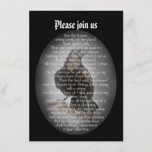 Invitation Halloween Party Edgan Allan Poe Raven Poem