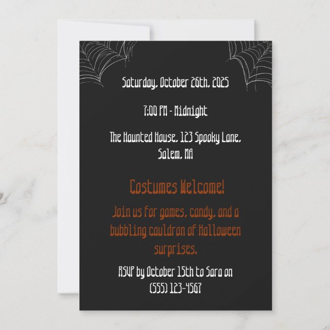 Invitation Halloween Party - Éffrayant Citrouille Chef Cauldr (Dos)